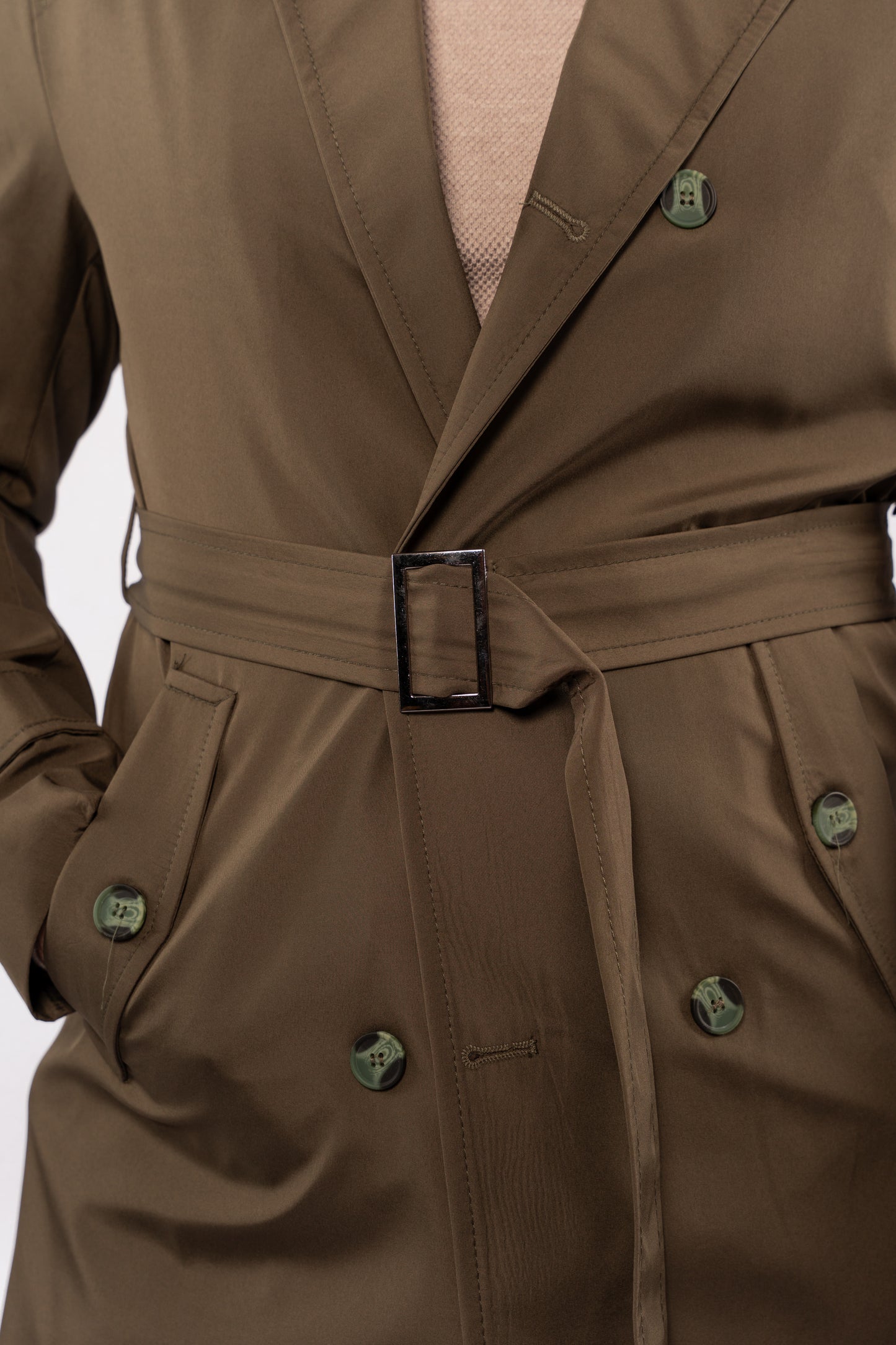 OLIVE ELEGANCE TRENCH COAT