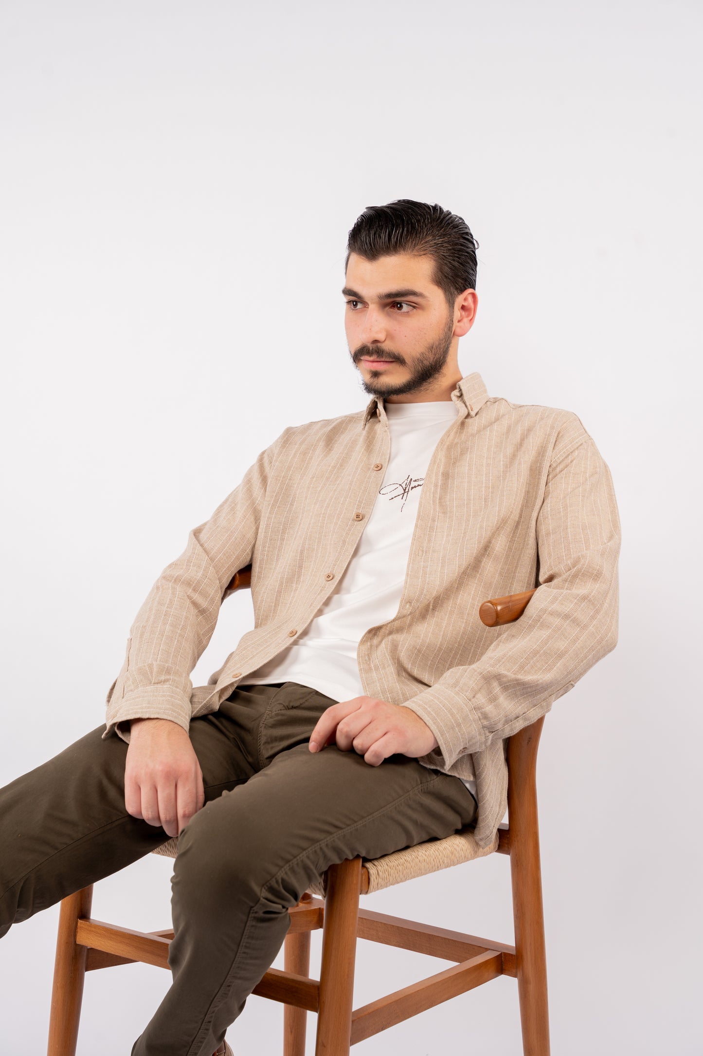 DARK BEIGE LINED SHIRT