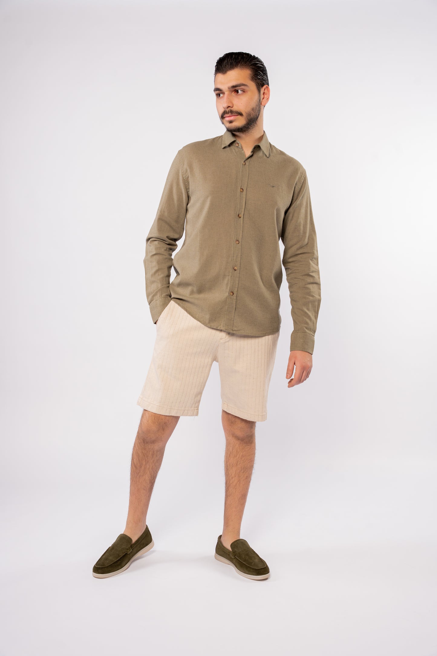 OLIVE LINEN SHIRT