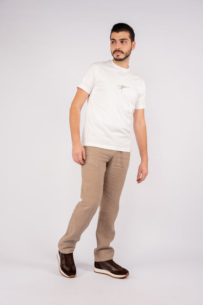 WHITE PATTERNED MERCERIZED TSHIRT