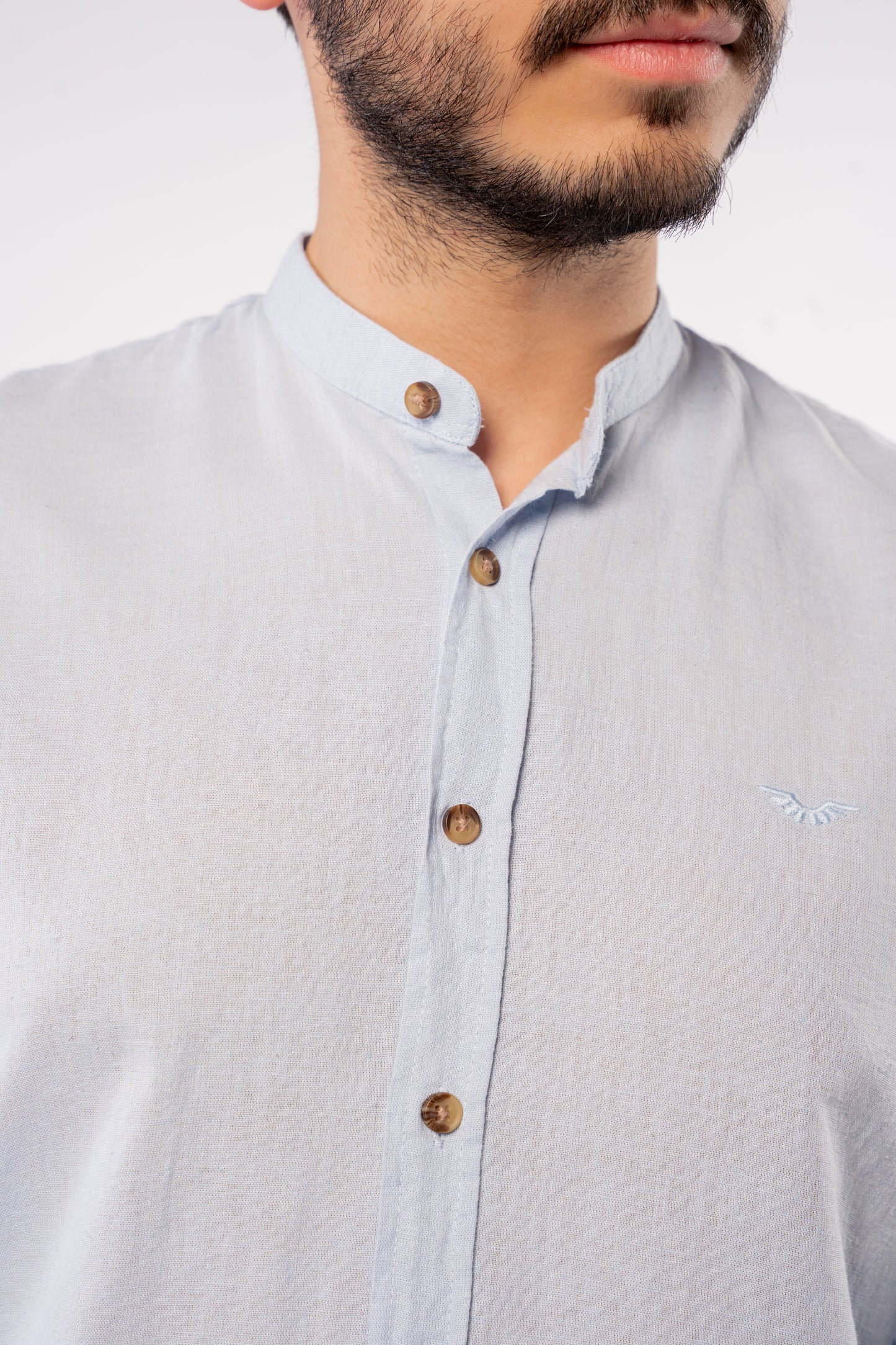 BLUE CHINESE LINEN SHIRT