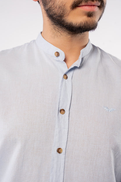 BLUE CHINESE LINEN SHIRT