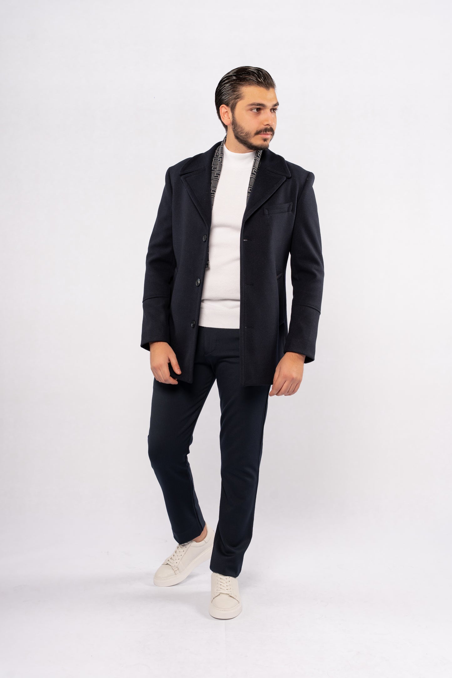 NAVY ELEGANCE WOOL COAT