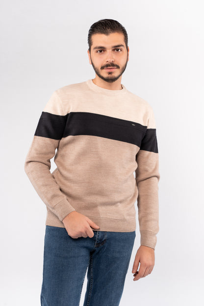 DARK BEIGE URBAN TRICOLOR SWEATER