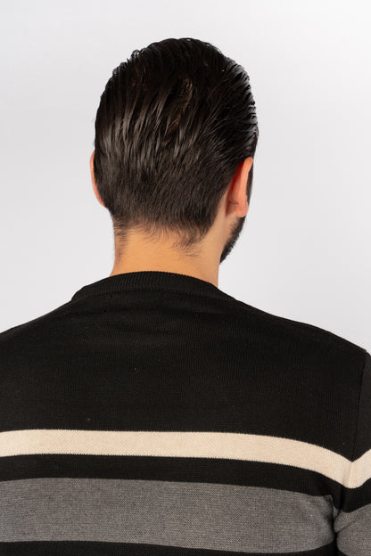 BLACK DOUBLE LINE SWEATER