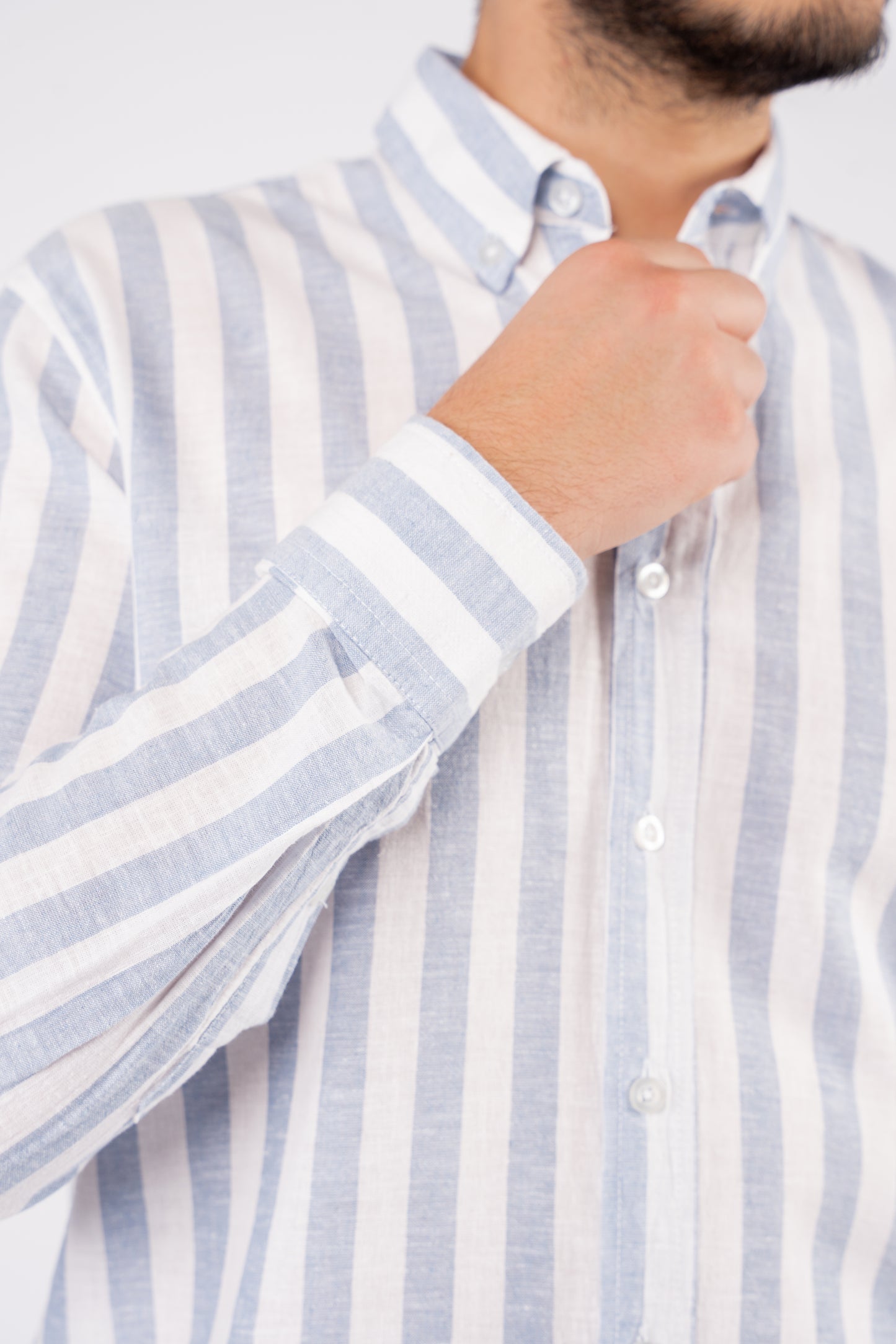 BLUE LINED LINEN SHIRT