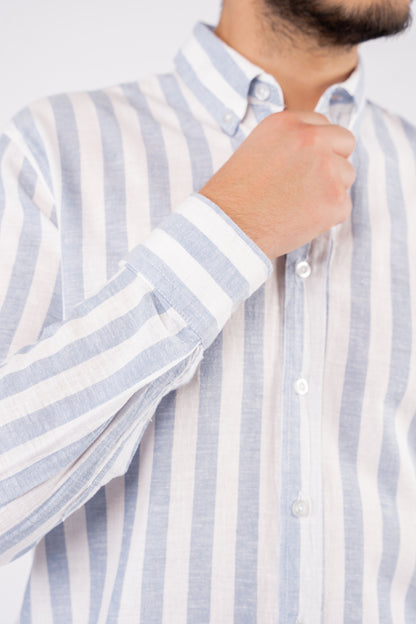 BLUE LINED LINEN SHIRT