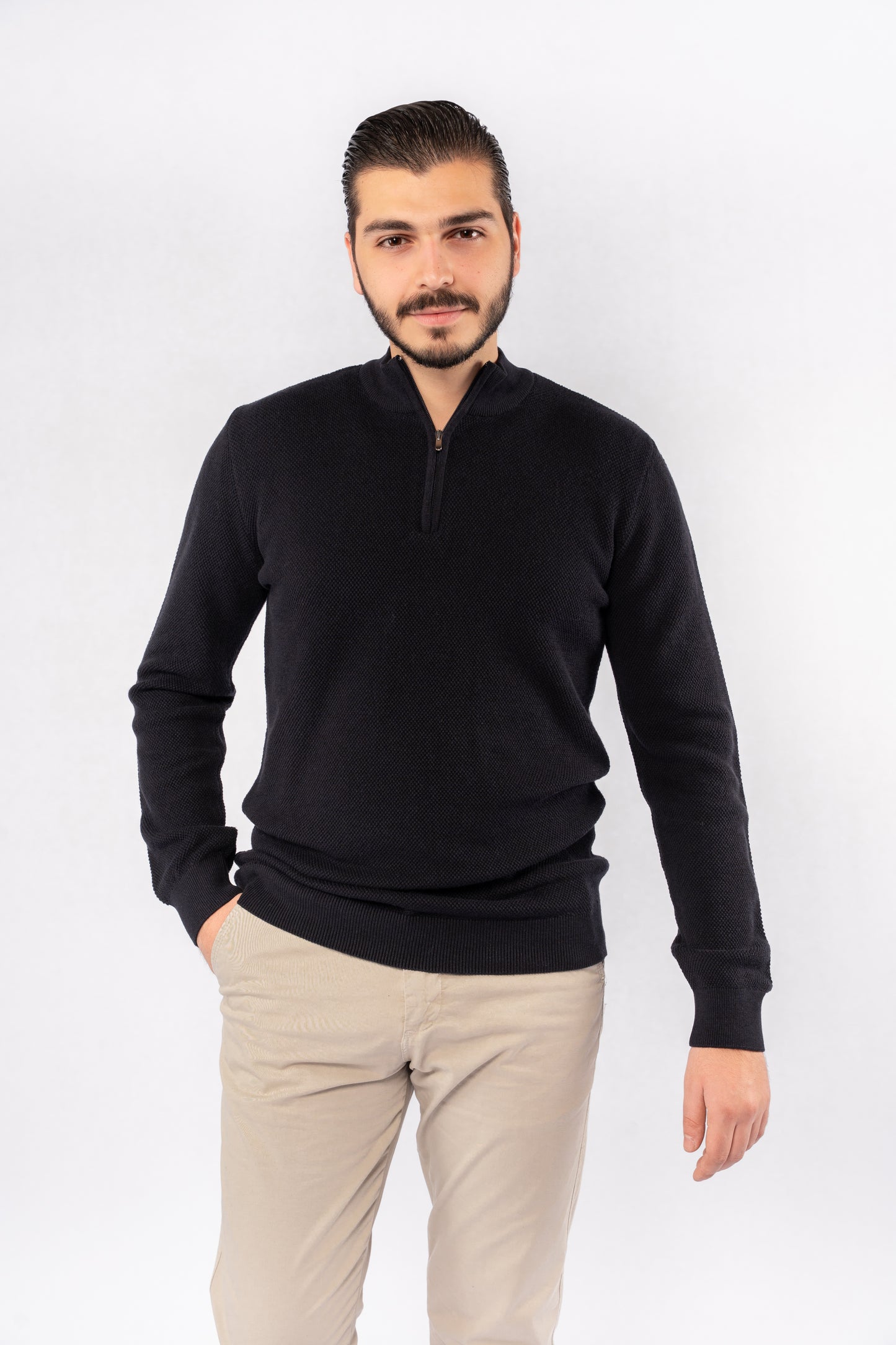 NAVY HIGHNECK ZIPPER