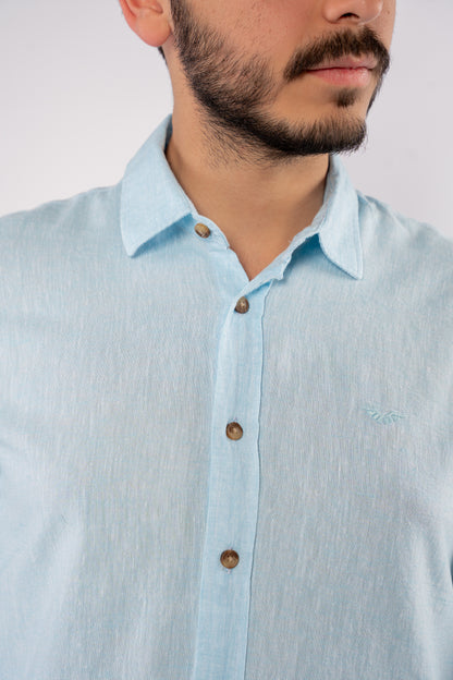 TURQUOISE LINEN SHIRT
