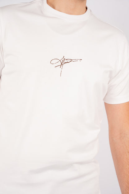 WHITE PATTERNED MERCERIZED TSHIRT