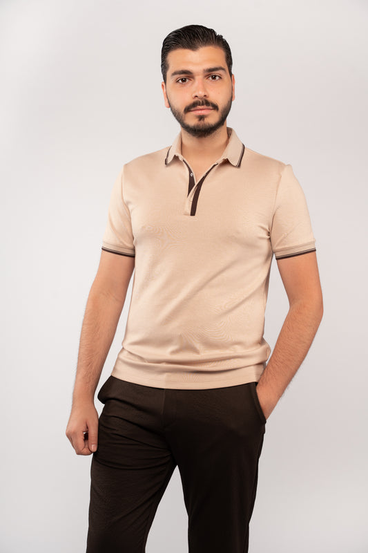 BEIGE CLIP BUTTON POLO