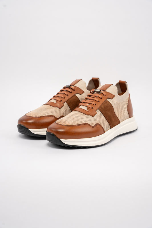 BEIGE HAVANA MIX MATERIAL SNEAKER