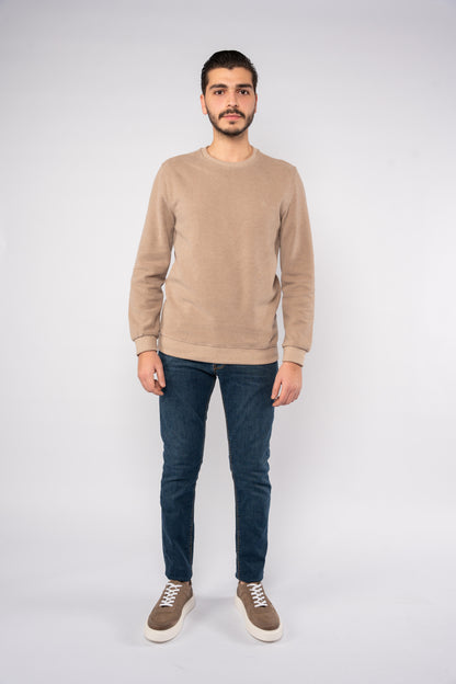 BEIGE ROUND NECK SWEATER