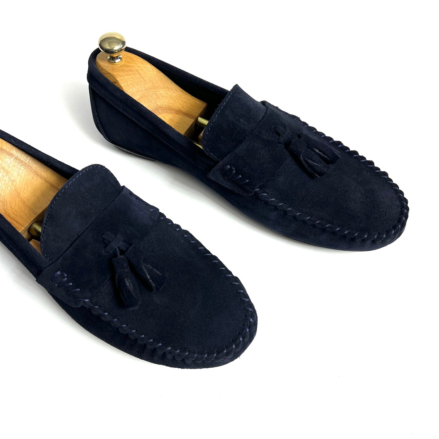 Navy Suede Tassels Moccasin