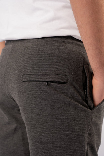 DARK GREY PIQUET COTTON SHORT