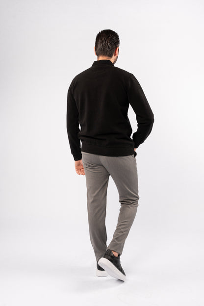 BLACK BUTTON POLO SWEATER