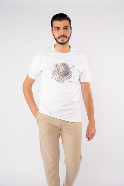 WHITE ABSTRACT PATTERN TSHIRT