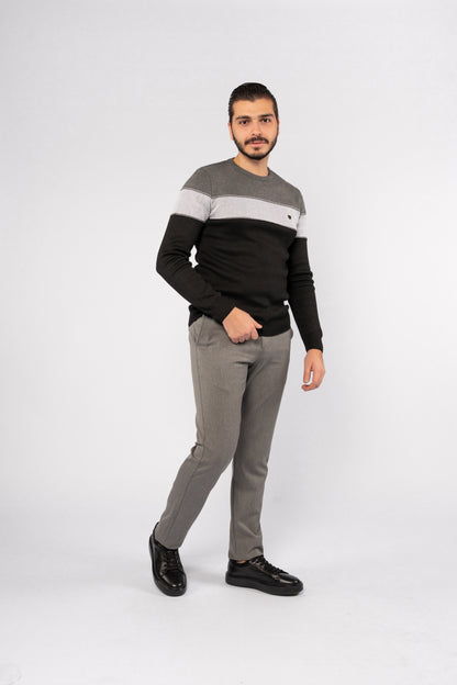 BLACK TRIO COLOR SWEATER