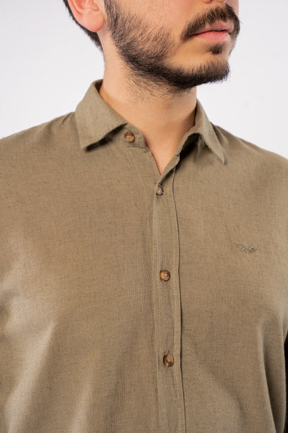 OLIVE LINEN SHIRT