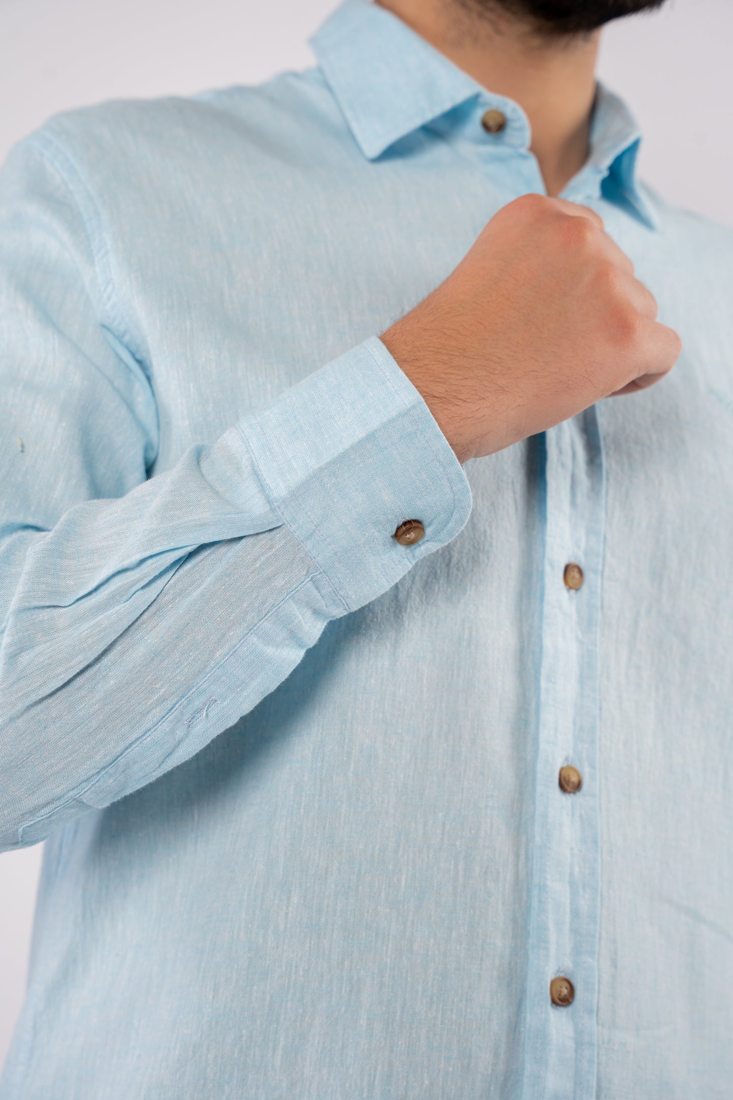 TURQUOISE LINEN SHIRT