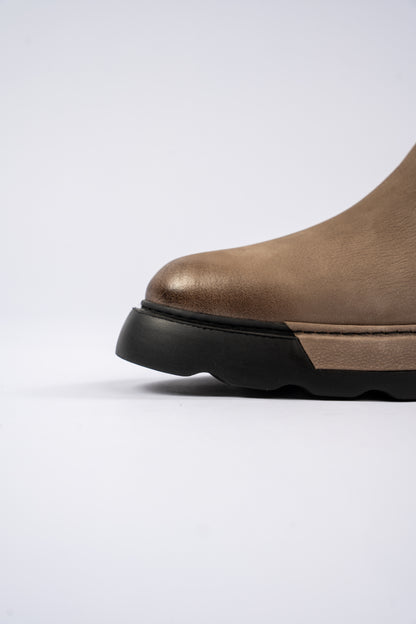 BEIGE CASUAL CHELSEA BOOTS