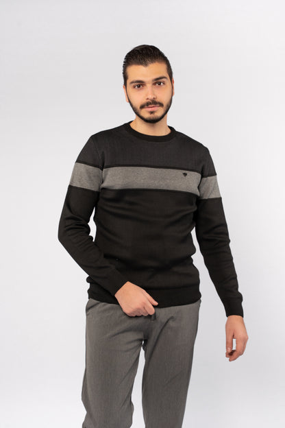 BLACK CASUAL KNITTED SWEATER