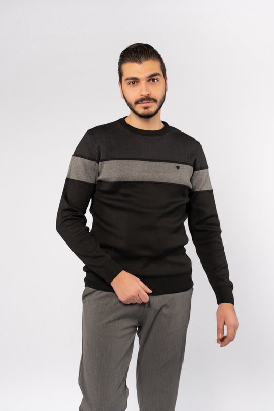 BLACK CASUAL KNITTED SWEATER