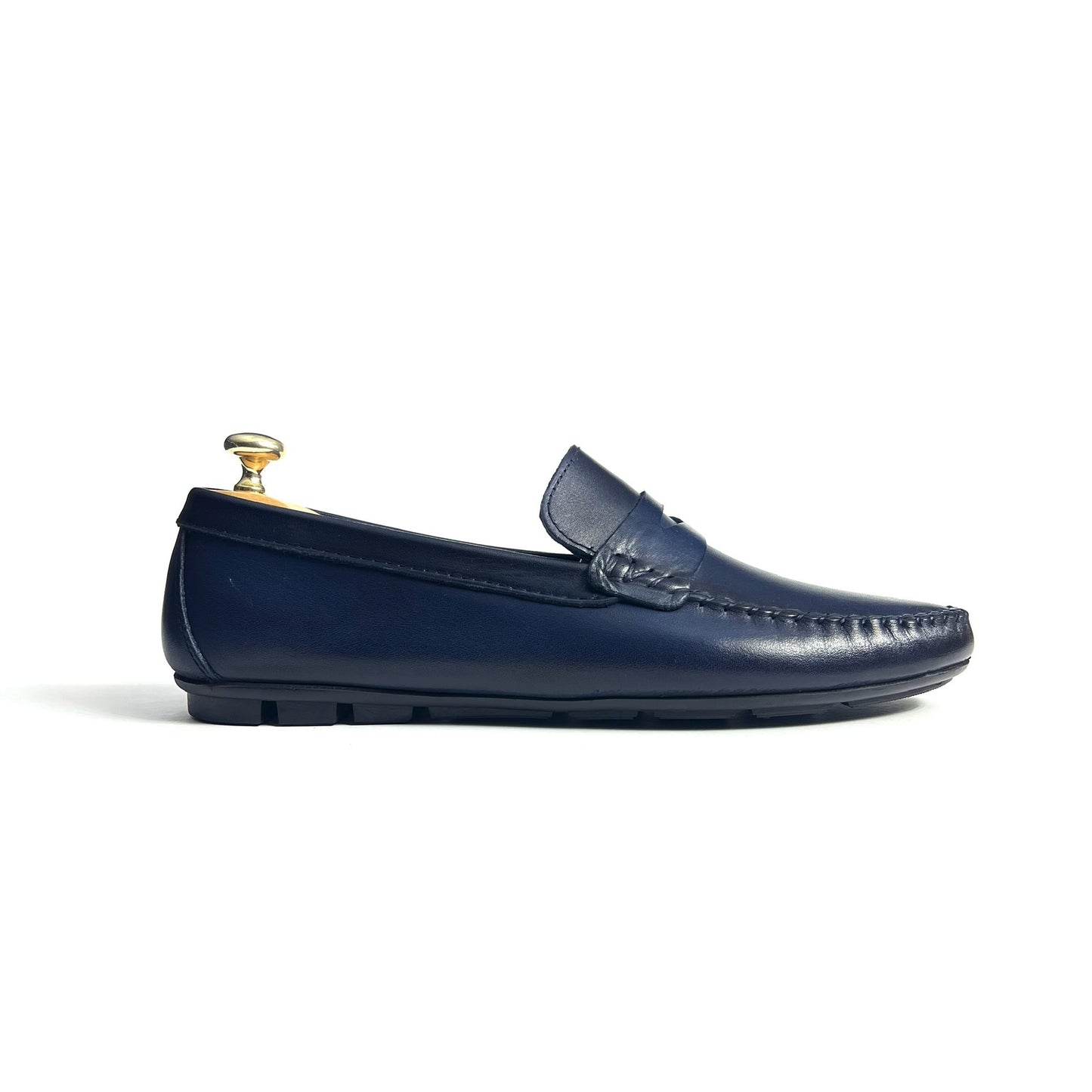 Navy Leather Penny Moccasin