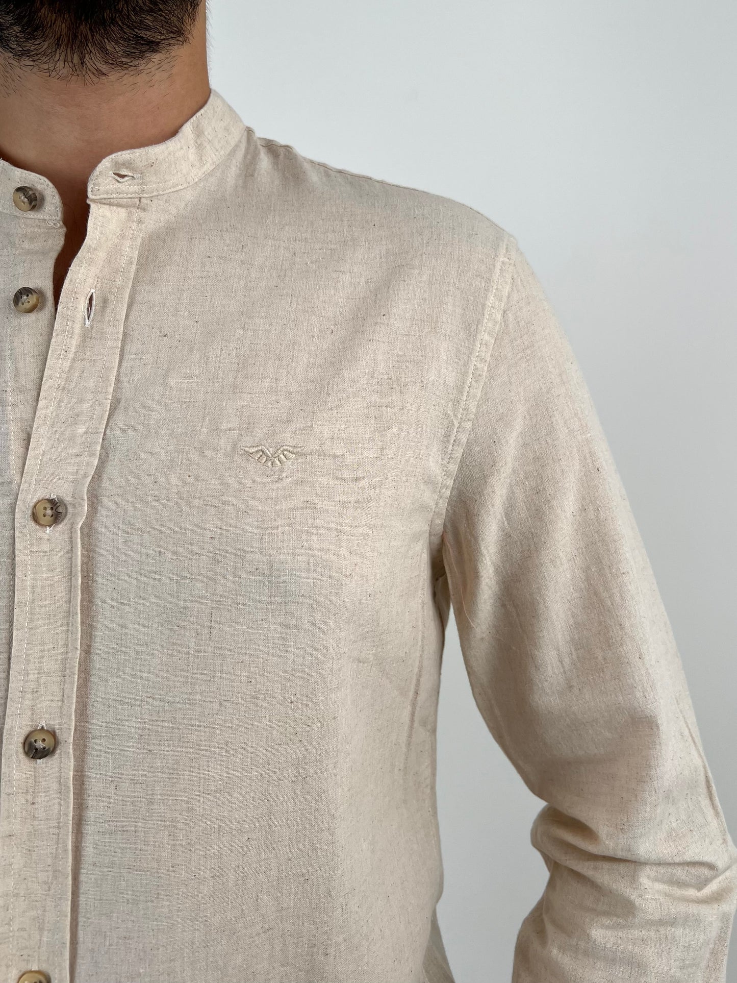 CHINESE LINEN SHIRT BEIGE