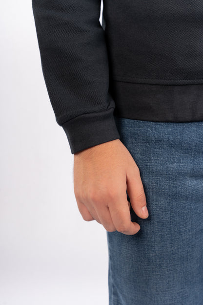 NAVY ELEGANCE PIQUET SWEATER