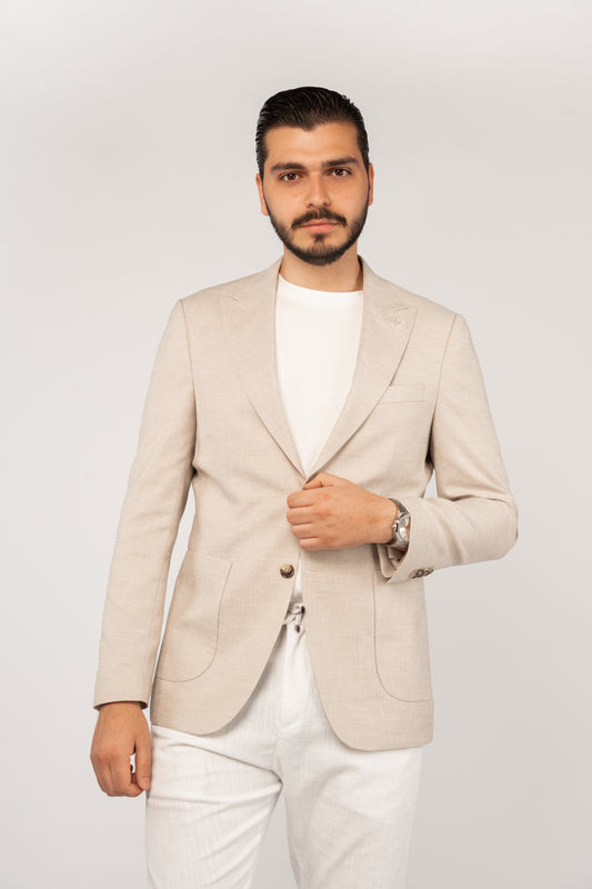 BEIGE SEMI LINEN BLAZER