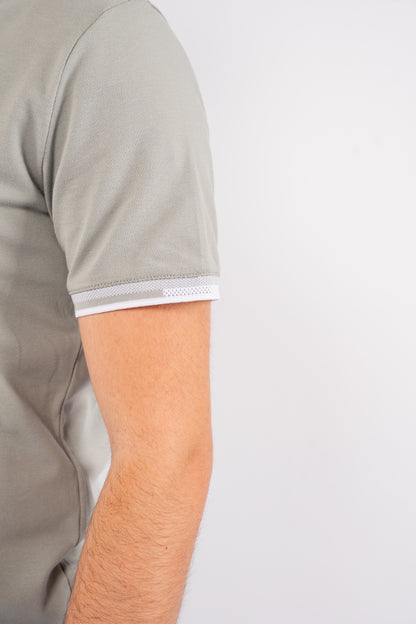 LIGHT GREY BUTTON COLLAR POLO