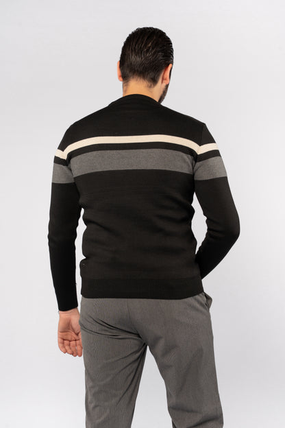 BLACK DOUBLE LINE SWEATER