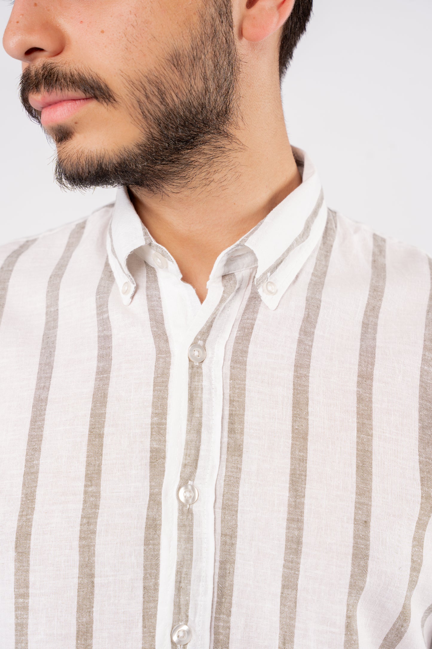OLIVE LINED LINEN SHIRT