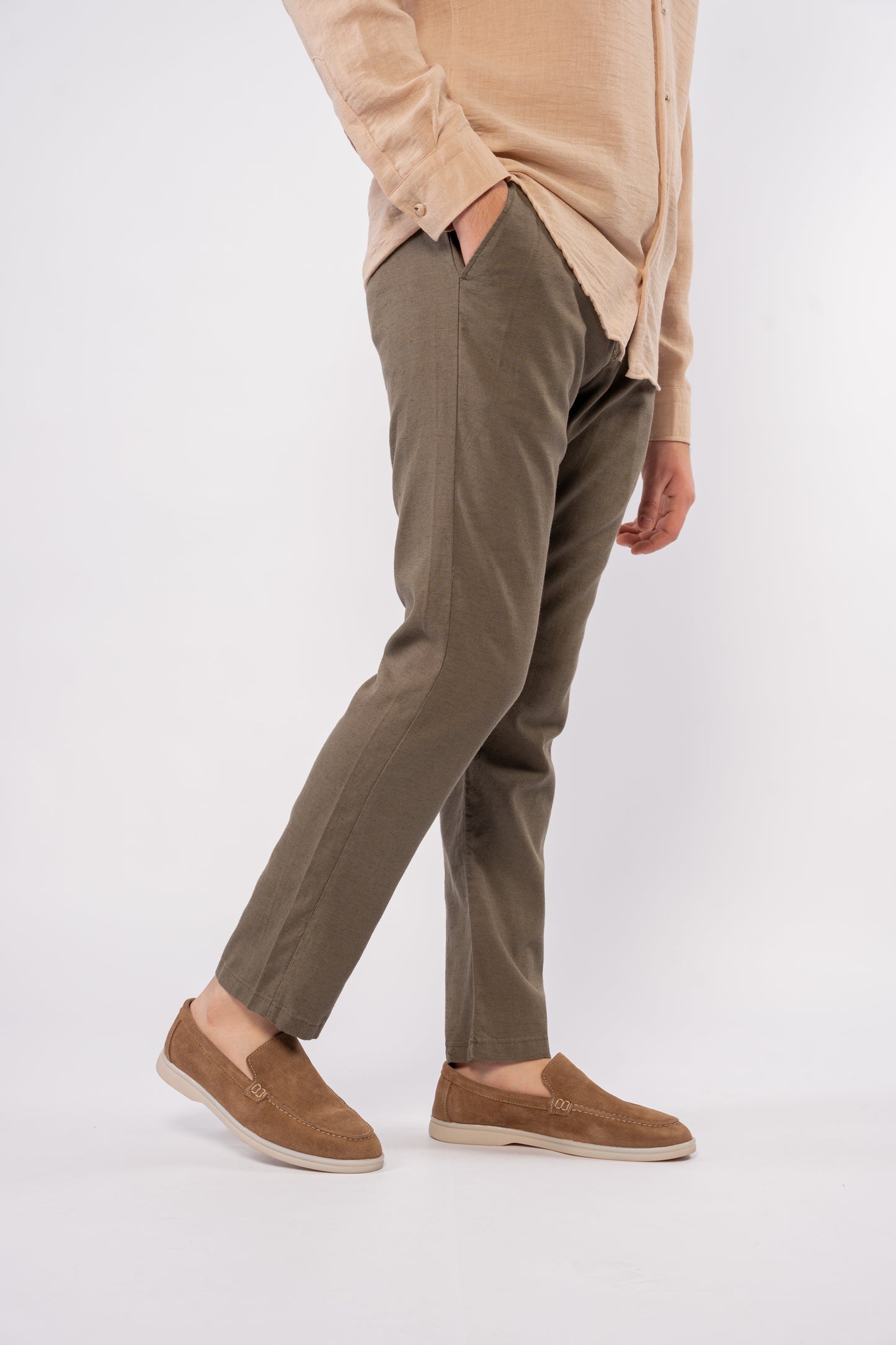 BEIGE DOUBLE GAUZE CHINESE SHIRT