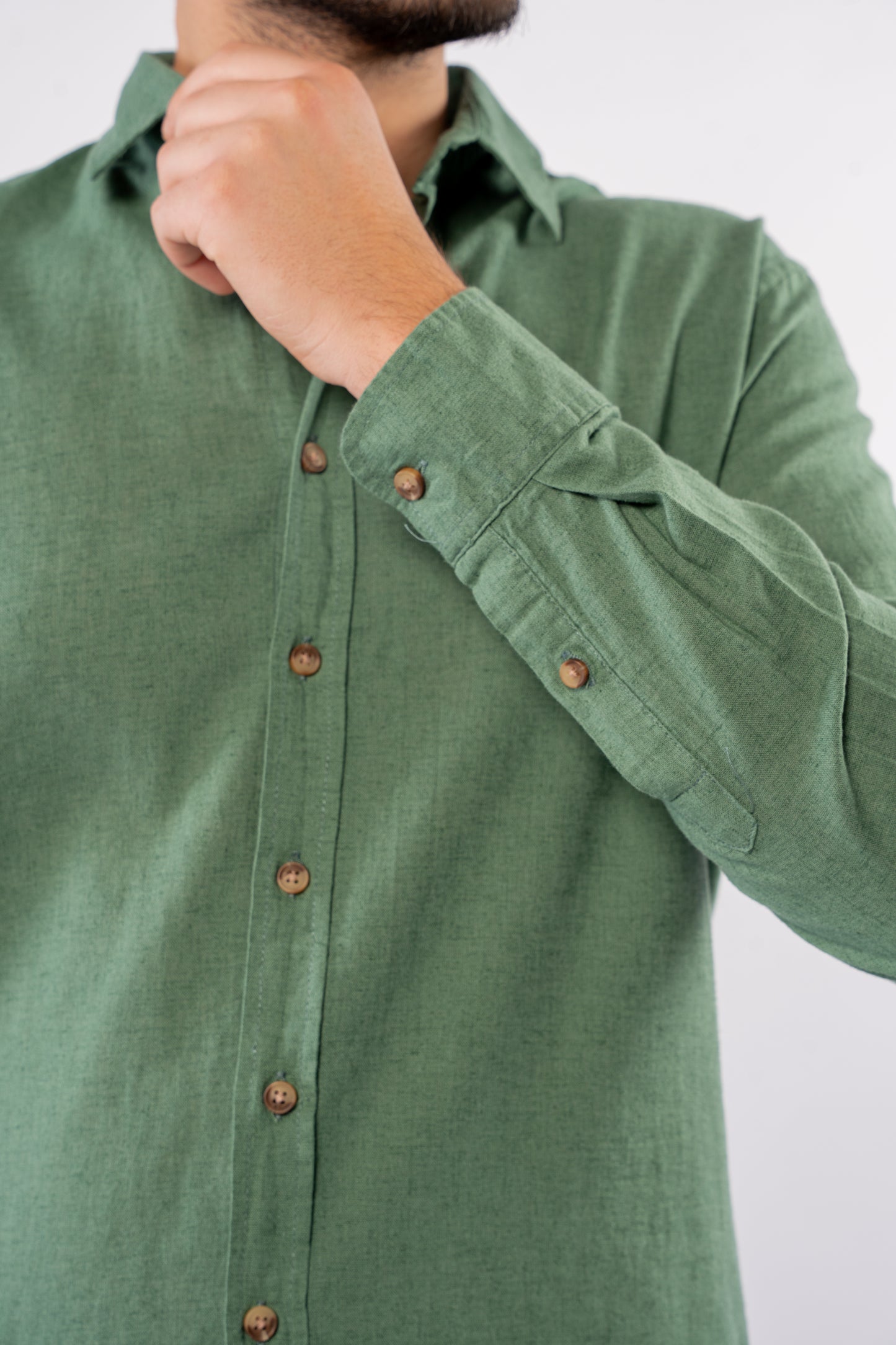 DARK GREEN LINEN SHIRT