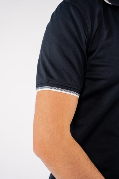 NAVY MIXED VNECK POLO