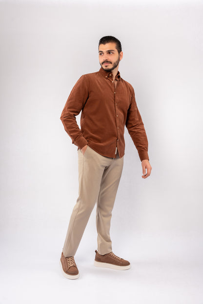 MOCHA ELEGANCE VELVET SHIRT