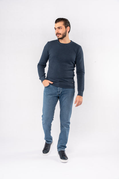 INDEGO ROUND NECK PIQUET SWEATER