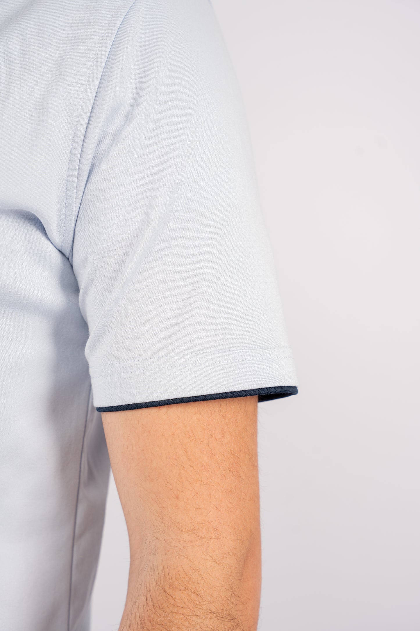 BLUE DOUBLE NECKLINE MERCERIZED TSHIRT
