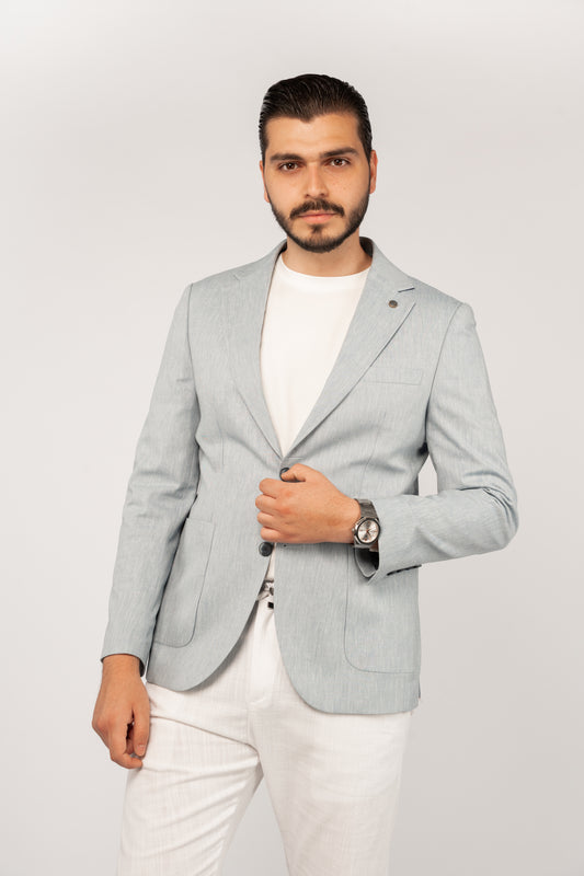 BLUE SEMI LINEN BLAZER