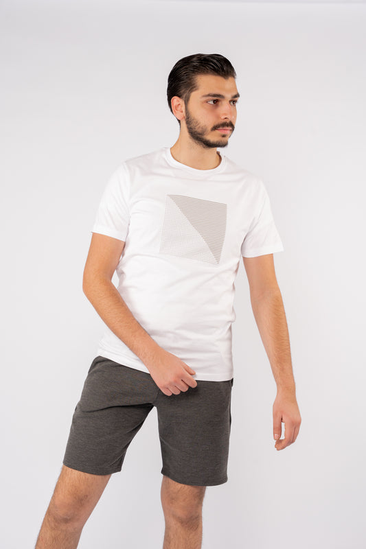 WHITE PATTERNED TSHIRT