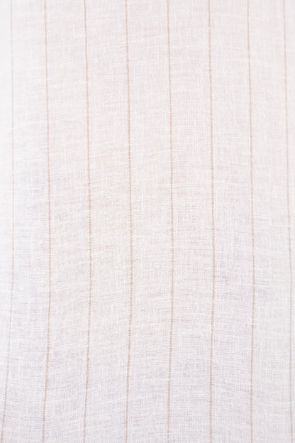 WHITE BEIGE LINED LINEN SHIRT