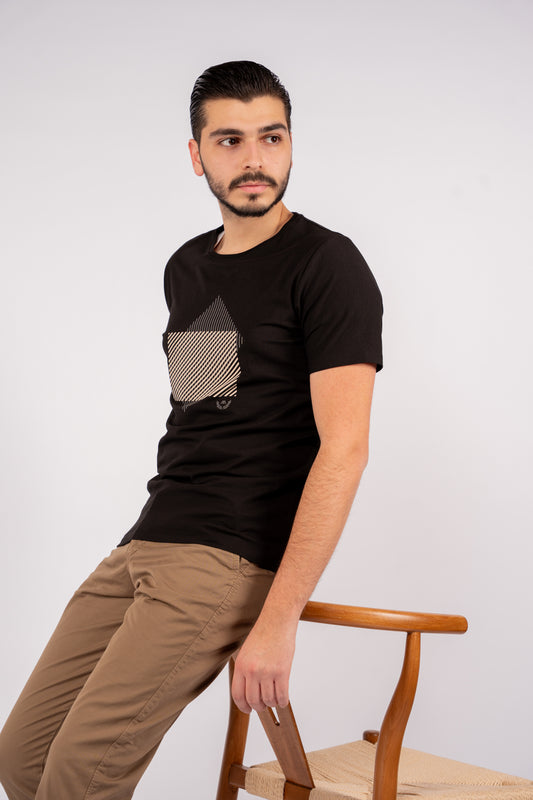 BLACK DIAGONAL LINES TSHIRT