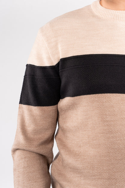 DARK BEIGE URBAN TRICOLOR SWEATER