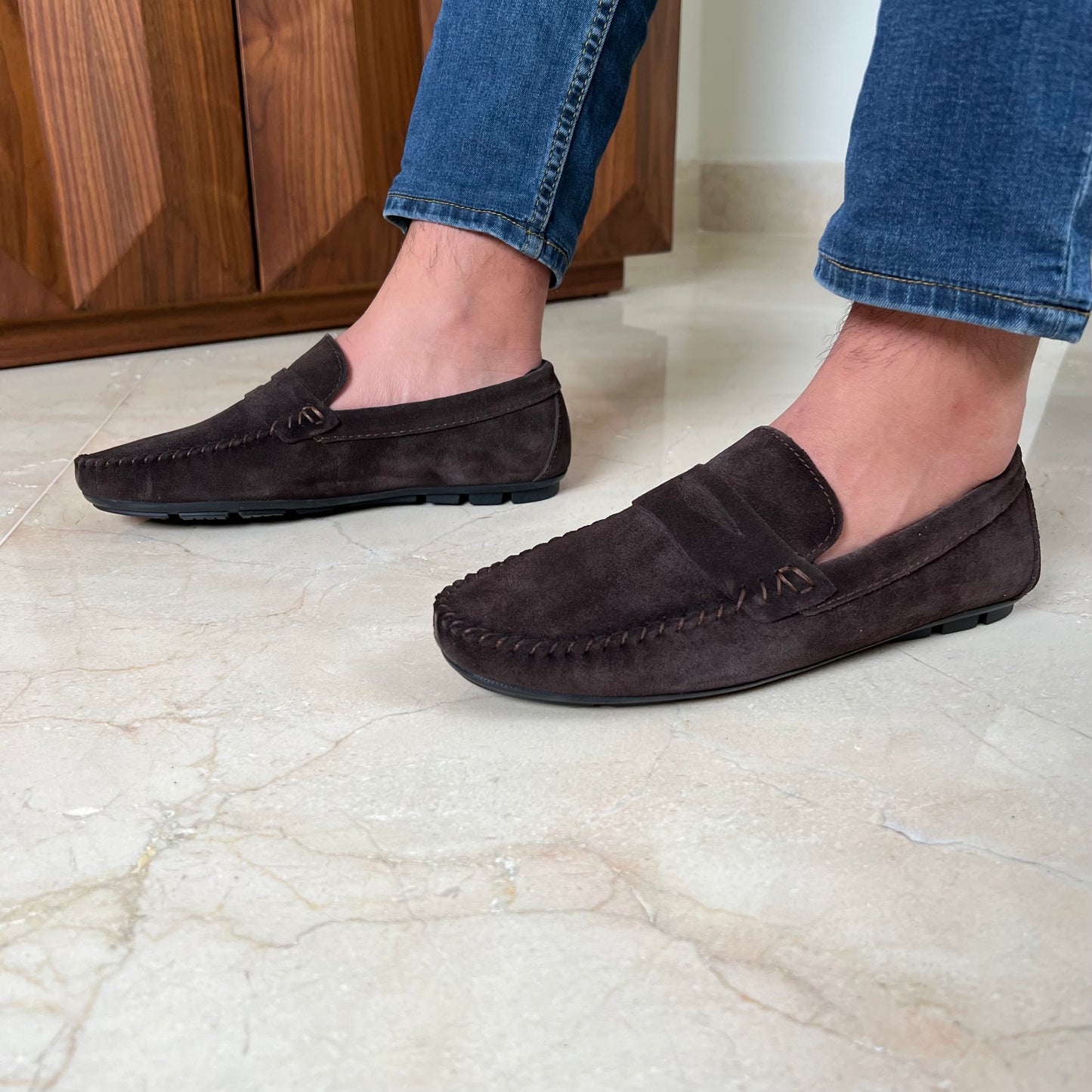 Brown Suede Penny Moccasin