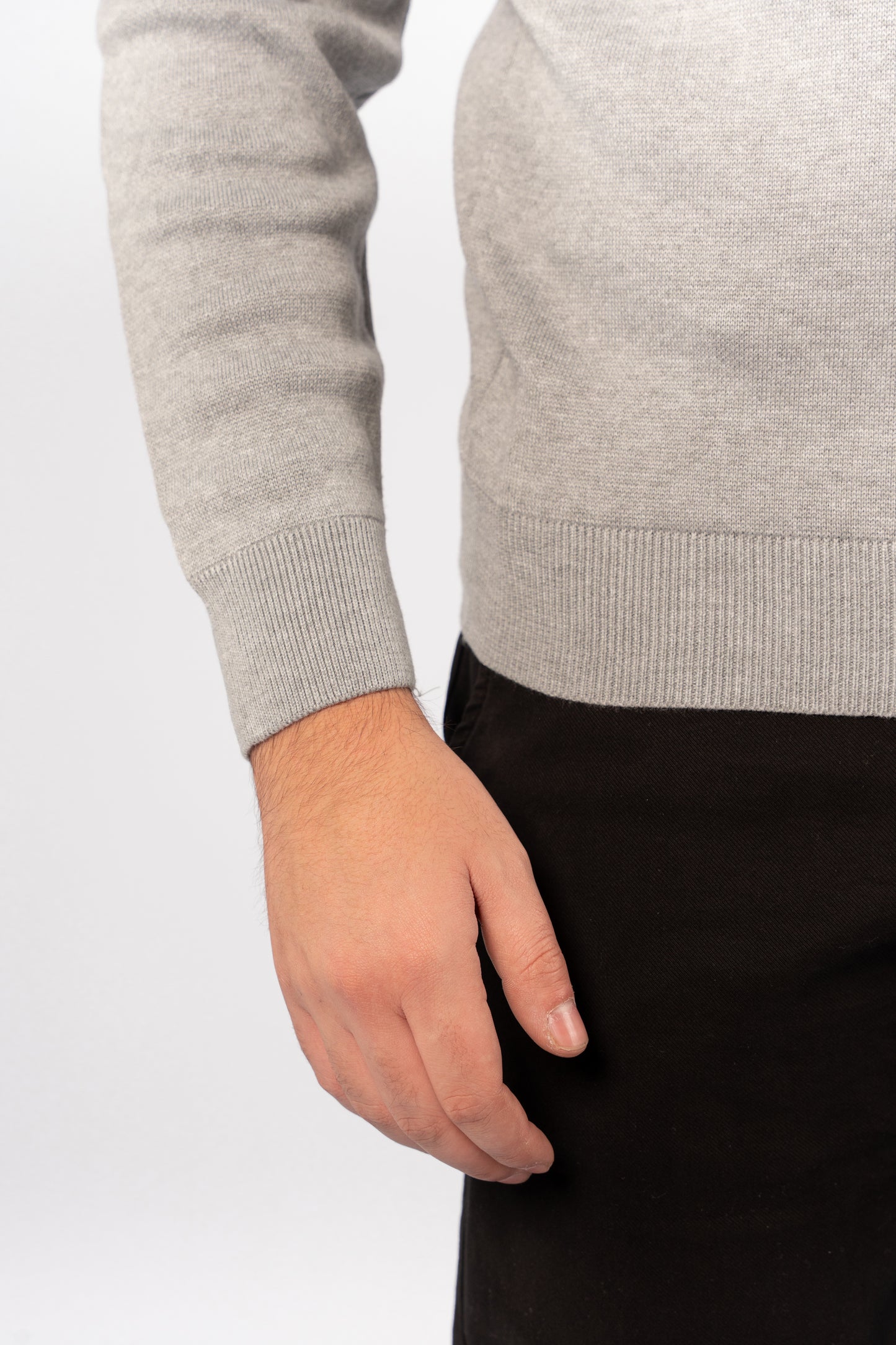 GREY CASUAL KNITTED SWEATER