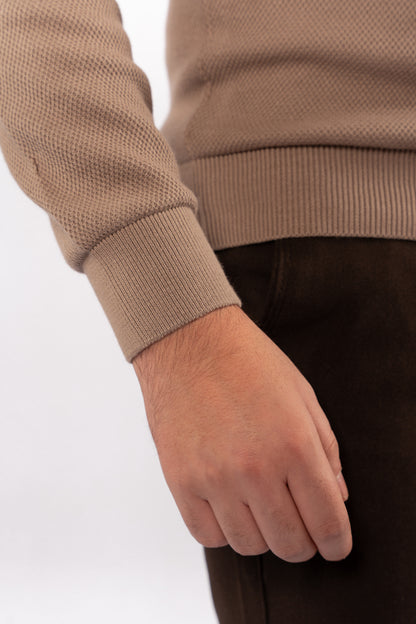 BEIGE CASUAL HIGHNECK ZIPPER