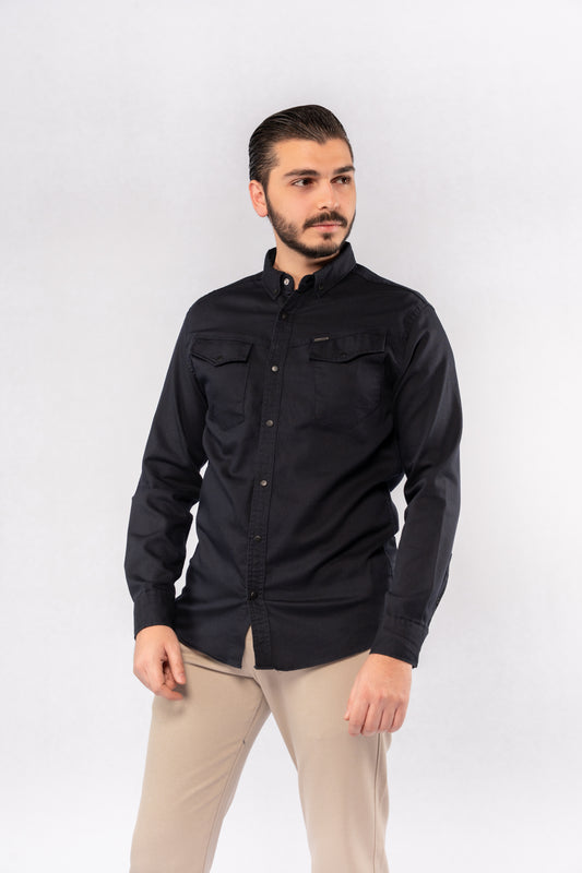 NAVY RELAXED TWO POCKET SHIRT