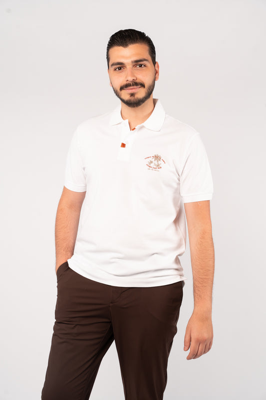 WHITE MINIMAL PALM POLO